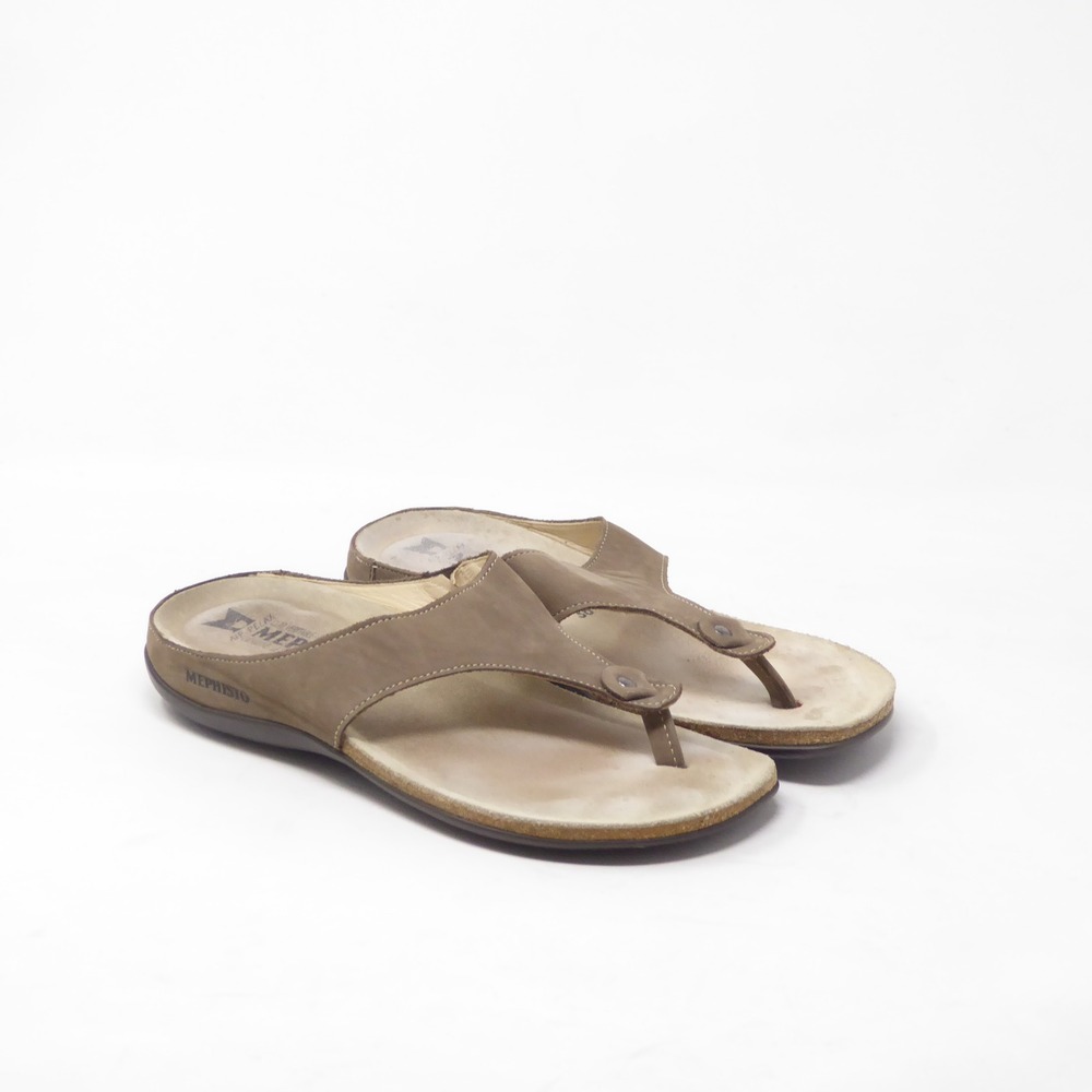 Mephisto Agacia Women Sandals Brown Leather Thong Flip Flop 36 / 5.5-6